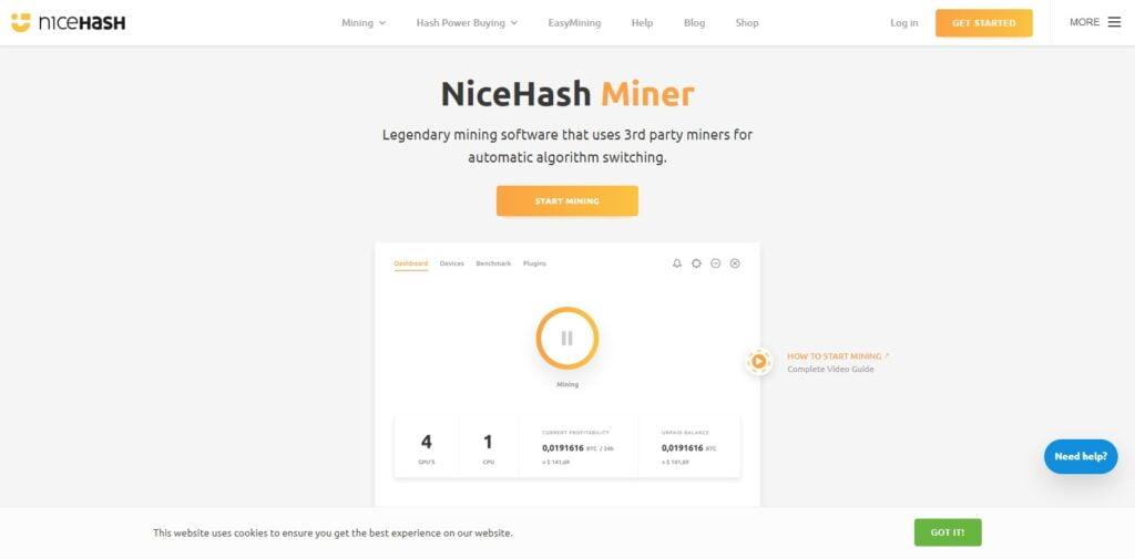 NiceHash Miner (Best Cloud Mining Website 2023)