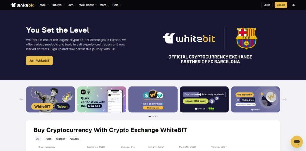 WhiteBIT (Best Crypto Lending Platform)