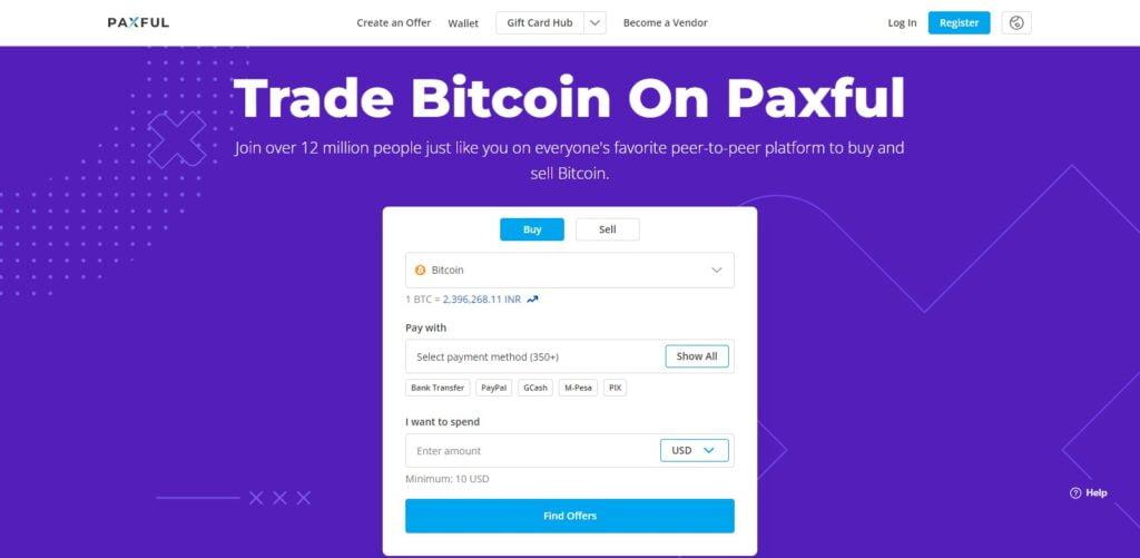 Paxful (Best Fiat Onramps For Cryptocurrency)