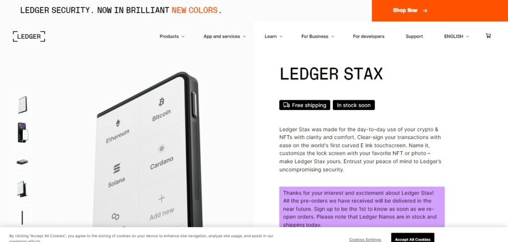Ledger Stax (Best Cold Wallet For Bitcoin)