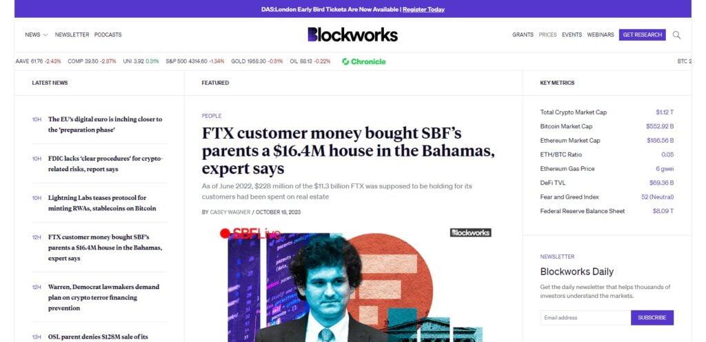 Blockworks (Best Crypto Information Websites)