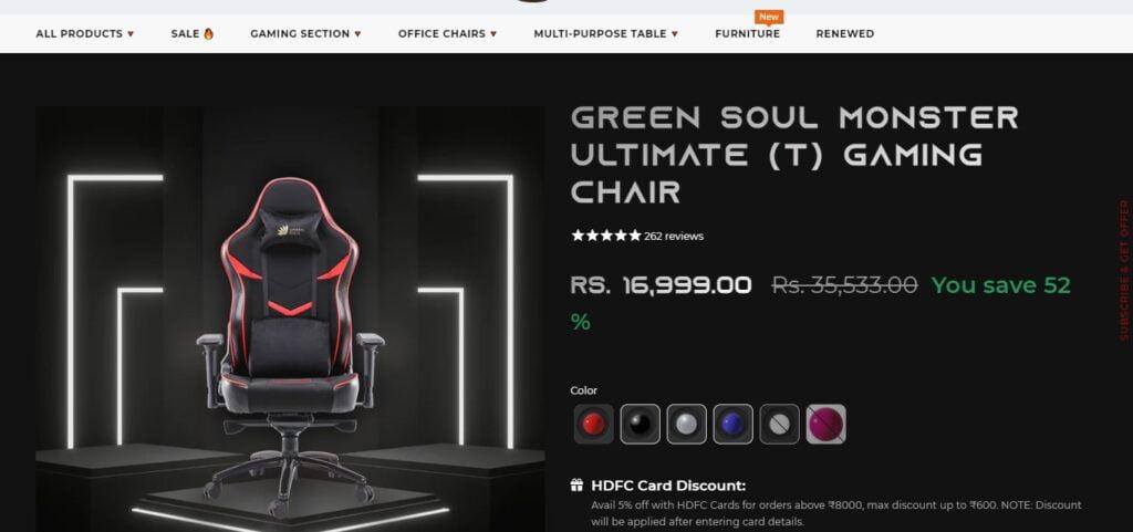 Green Soul Monster Ultimate (T) Gaming Chair