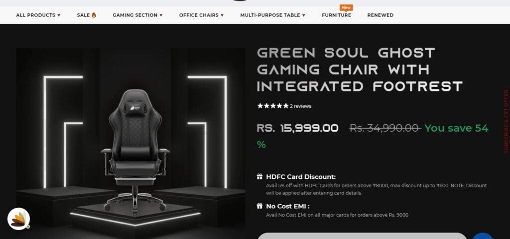 Green Soul Raptor Racing Edition Gaming Chair