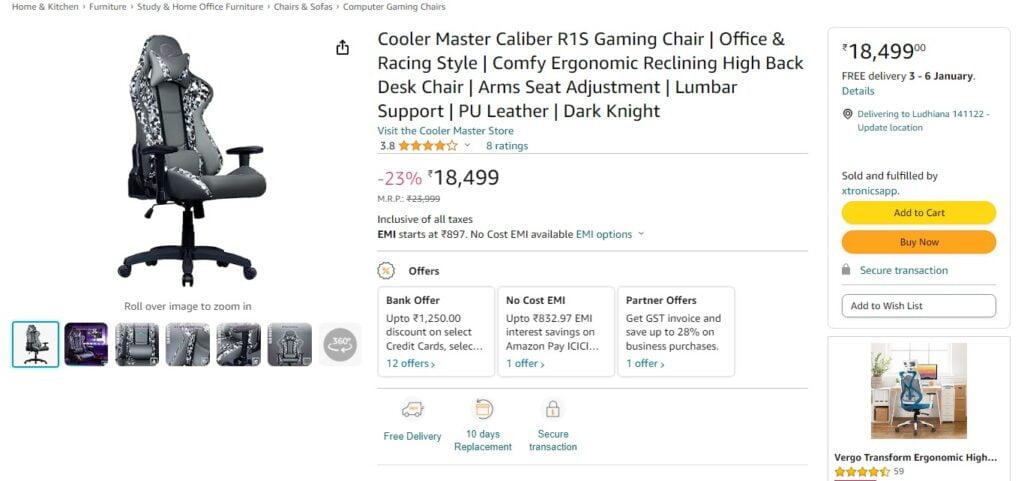 COOLER MASTER R1S BLACK CAMO GAMING CHAIR