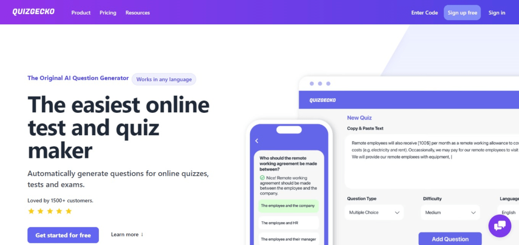 Quizgecko (Best Ai Tools In USA)