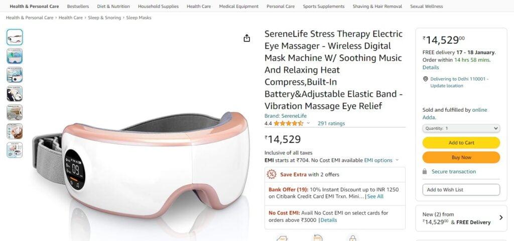 SereneLife Stress Therapy Electric Eye Massager