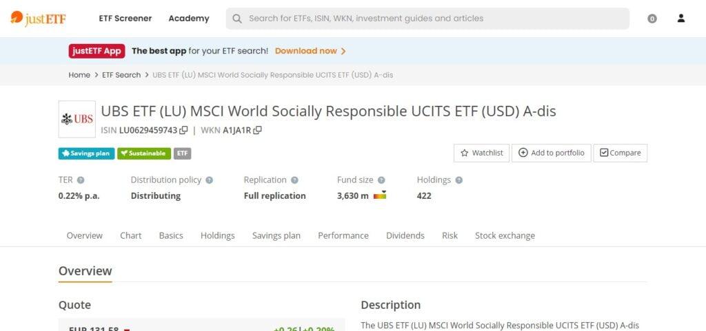 UBS ETF (LU) MSCI ACWI Socially Responsible UCITS ETF