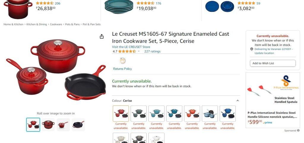Le Creuset MS1605-67 Signature Enameled Cast Iron Cookware Set, 5-Piece, Cerise