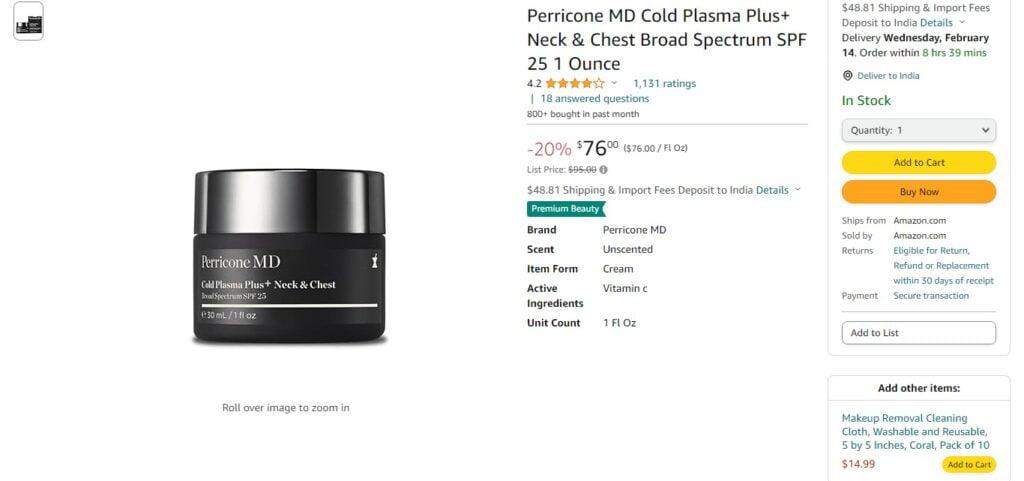 Perricone MD Cold Plasma Plus+ Neck & Chest Broad Spectrum SPF 25