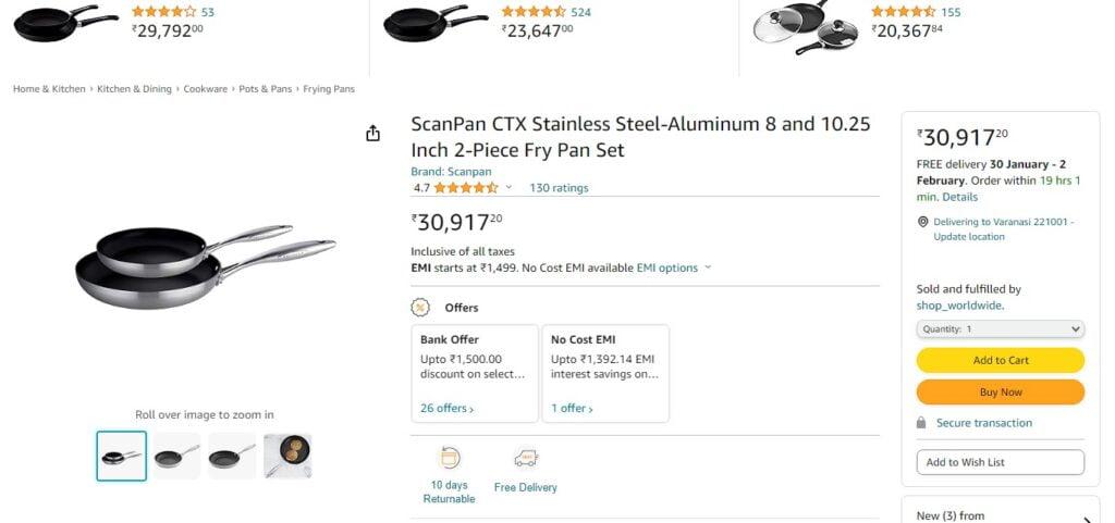 ScanPan CTX Stainless Steel-Aluminum 8 and 10.25 Inch 2-Piece Fry Pan Set