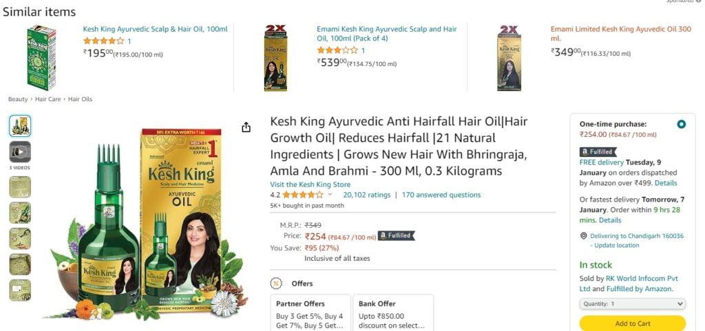 Kesh King Ayurvedic Anti Hairfall Hair Oil