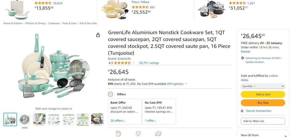GreenLife Aluminium Nonstick Cookware Set