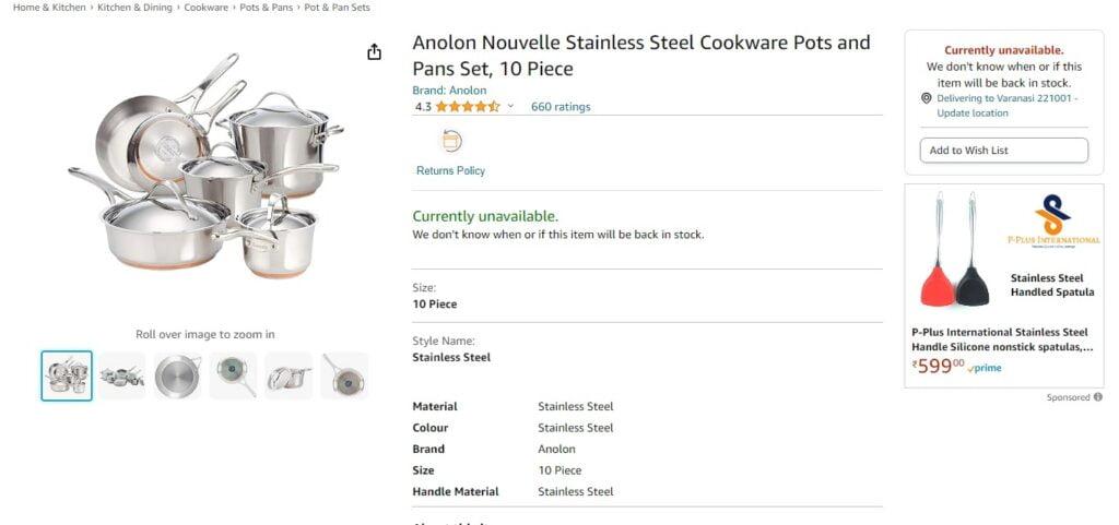 Anolon Nouvelle Stainless Steel Cookware Pots and Pans Set