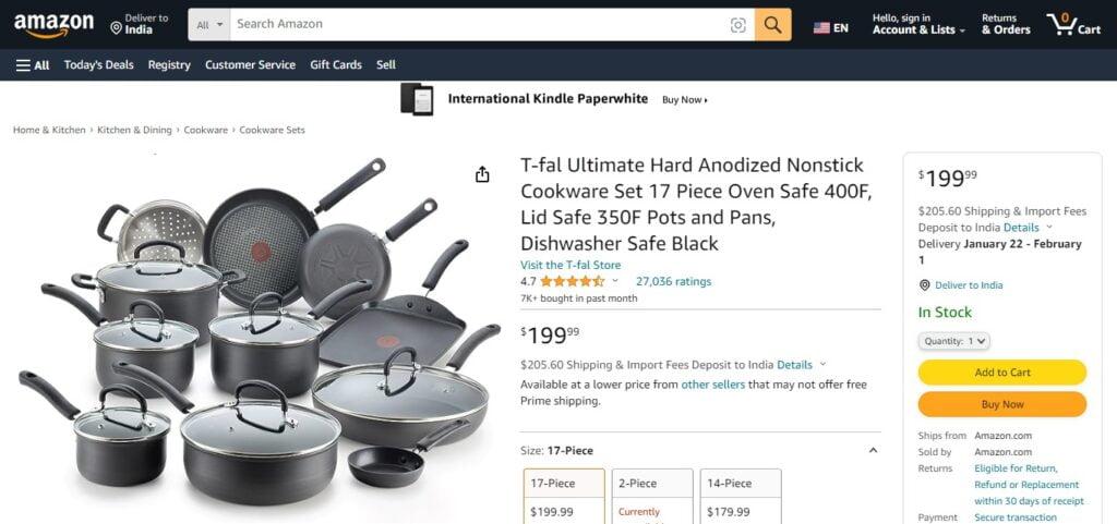 T-fal Ultimate Hard Anodized Nonstick Cookware Set 17 Piece