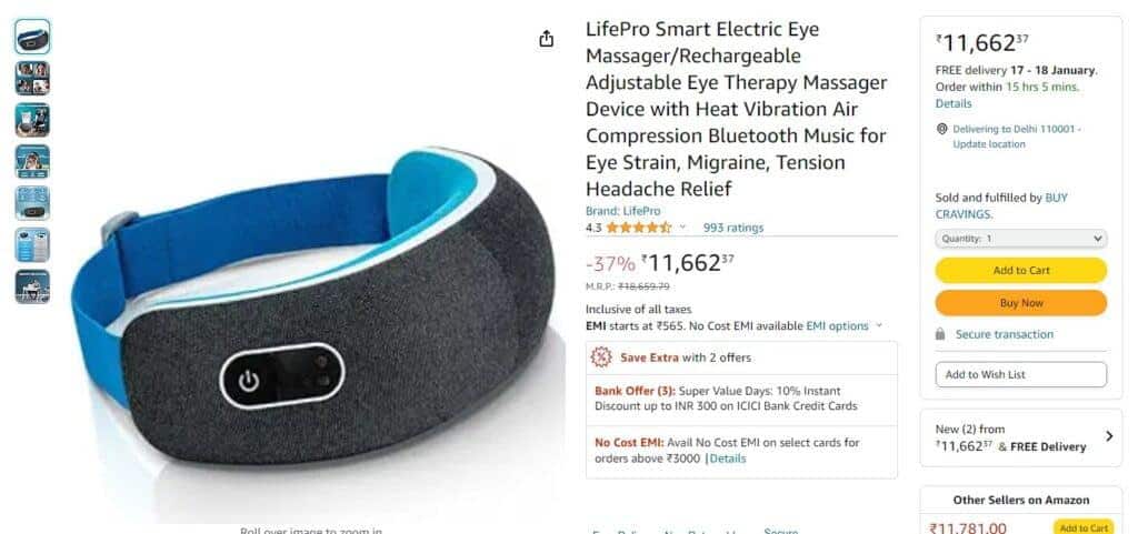 Lifepro Smart Electric Eye Massager