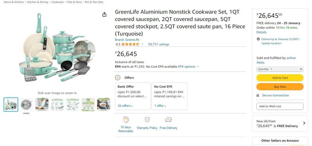 GreenLife Aluminium Nonstick Cookware Set