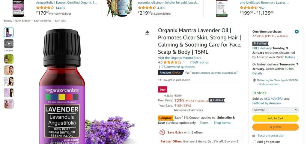 Organix Mantra Lavender Oil
