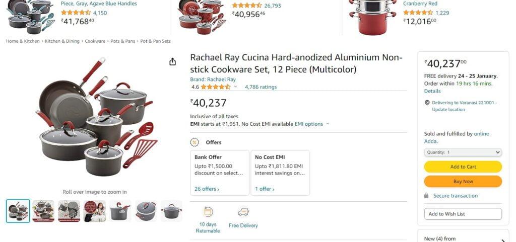 Rachael Ray Cucina Hard-anodized Aluminium Non-stick Cookware Set, 12 Piece 