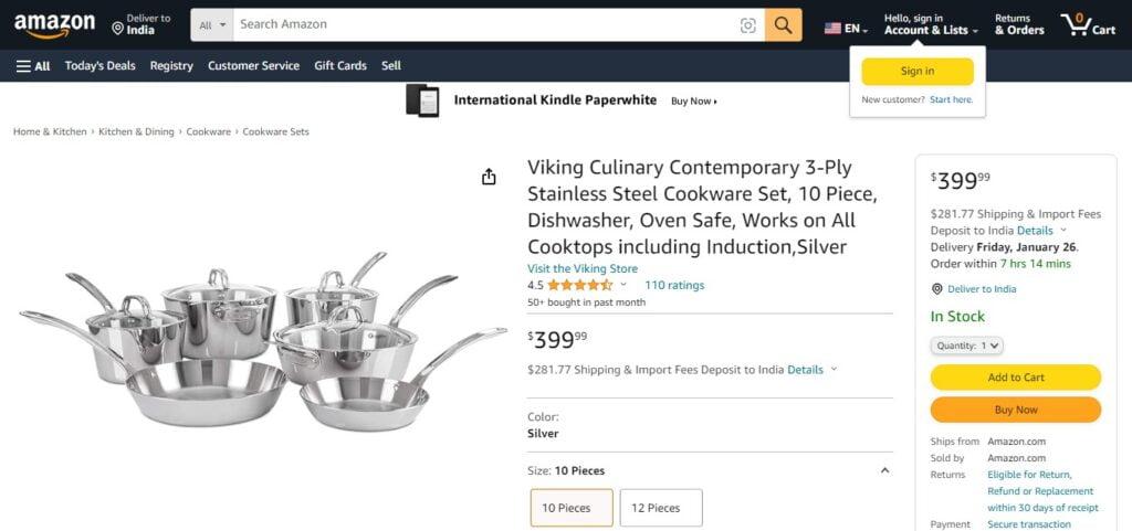 Viking Culinary Contemporary 3-Ply Stainless Steel Cookware Set