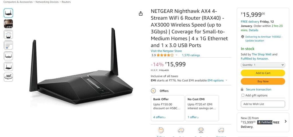 Netgear Nighthawk AX4 4-Stream WiFi 6 Router (RAX40) - AX3000