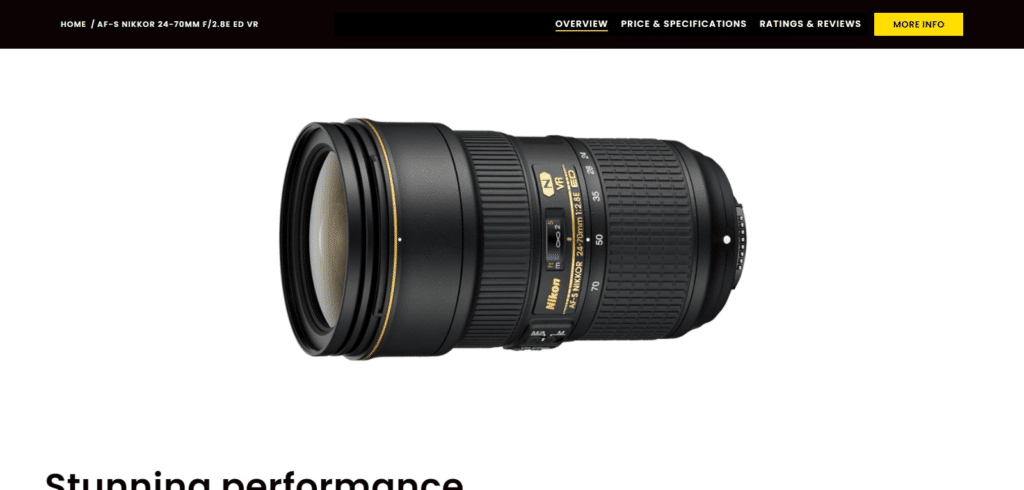 Nikon AF-S NIKKOR 24-70mm f/2.8E ED VR (Best Lenses for DSLR Cameras in Today’s Market)