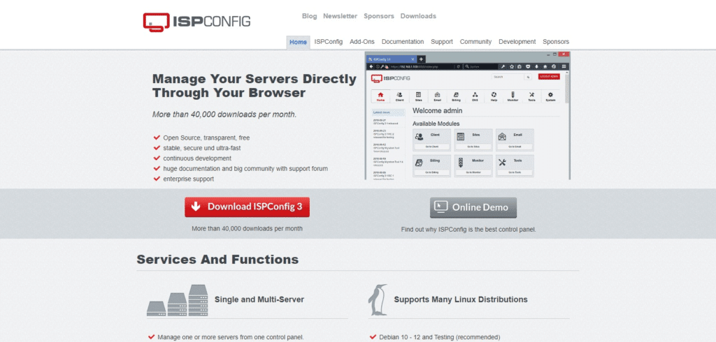 ISPConfig (Best Cloud-based Control Panels to Manage Servers and Websites)