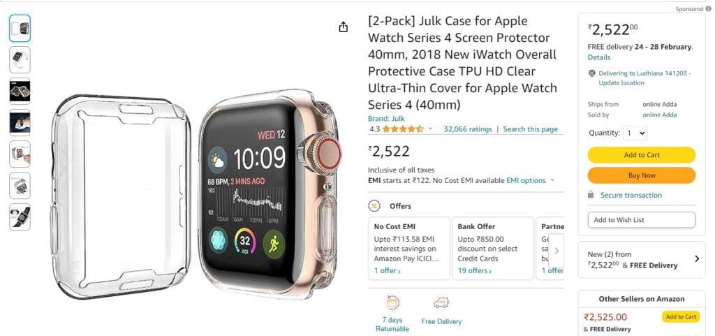 Julk 2-Pack Case with Screen Protector for Apple Watch