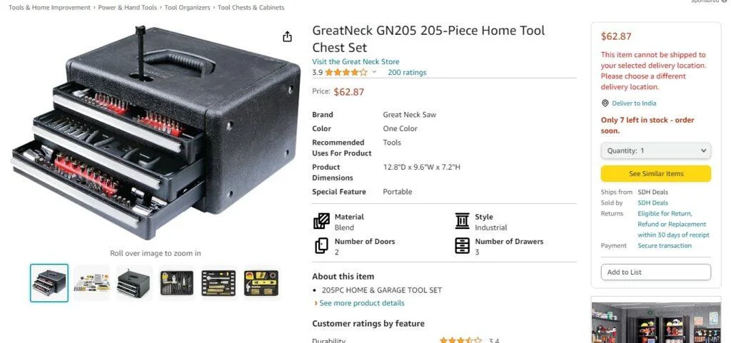GreatNeck GN205 Home Hand Tool Set