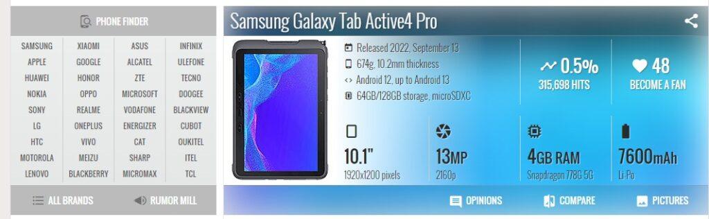 Samsung Galaxy Tab Active 4 Pro