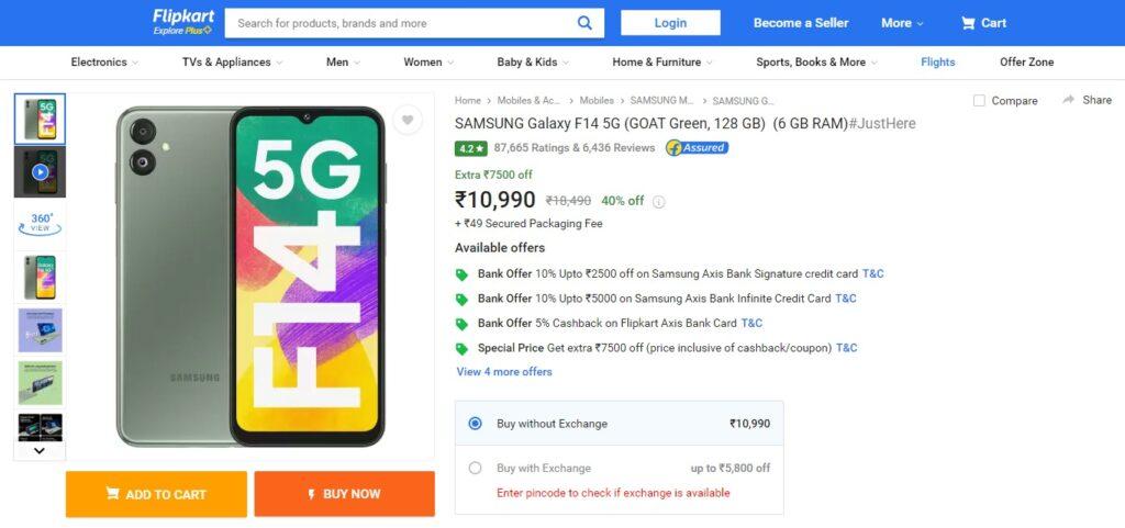 SAMSUNG Galaxy F14 5G (GOAT Green, 128 GB)