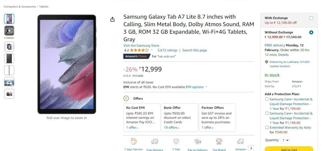 Samsung Galaxy Tab A7 Lite (LTE)