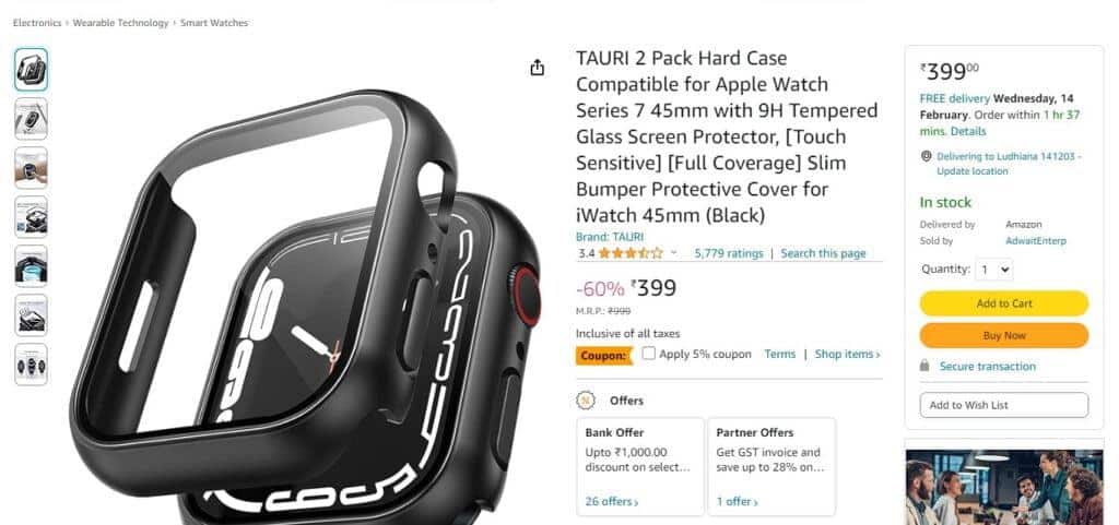 Tauri 2 Pack Hard Case with Built-in Tempered Glass Screen Protector