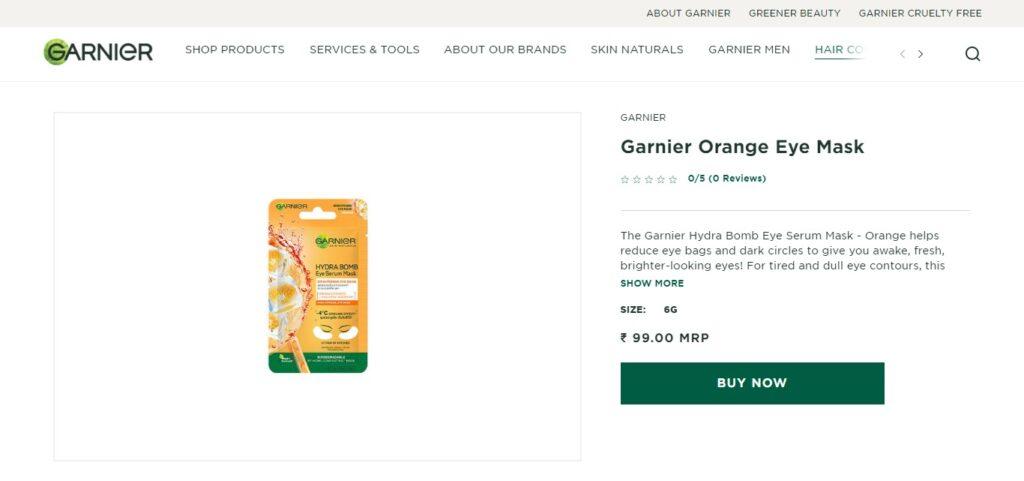 Garnier Hydra Bomb Eye Serum Mask Orange