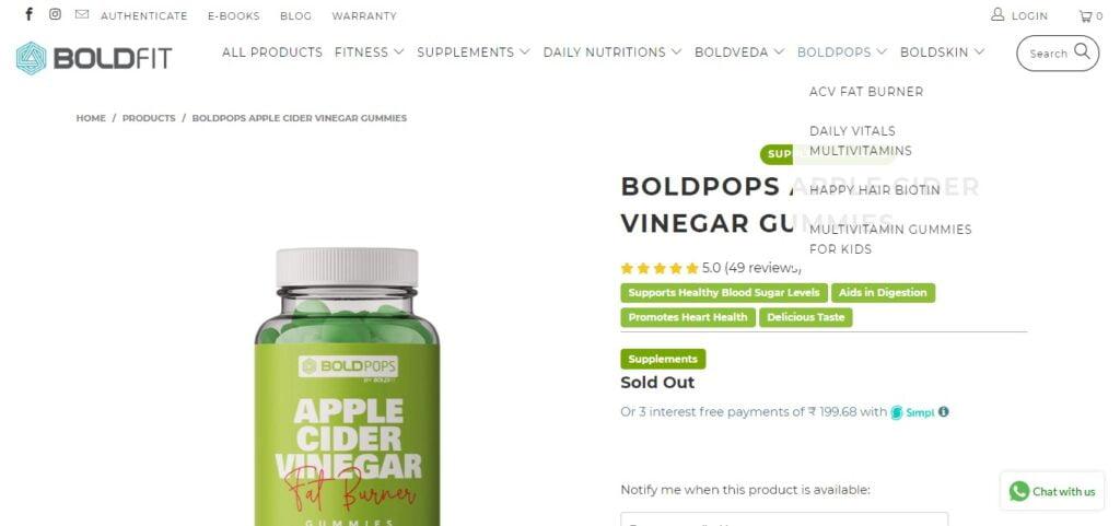 Boldfit Boldpops Apple cider vinegar