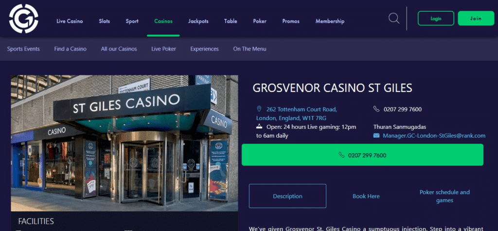 Grosvenor Casino St Giles (Top Casino In London)