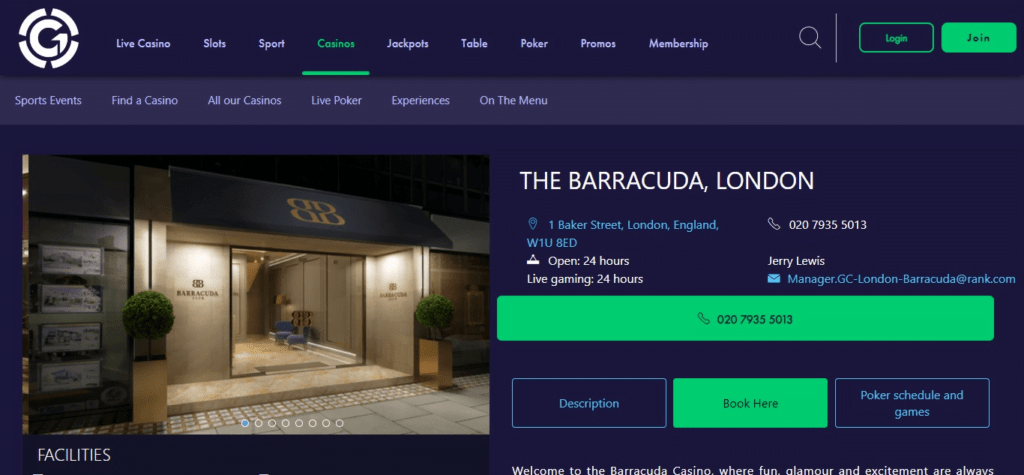 Grosvenor Casino The Barracuda