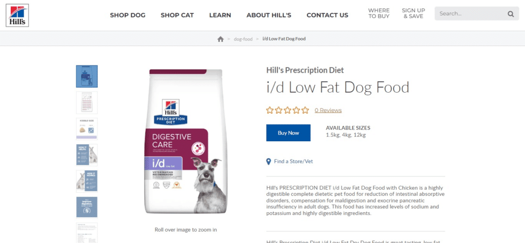 Hill’s Prescription Diet I/D Digestive Care Low Fat (Top Dog Food For Sensitive Stomach)