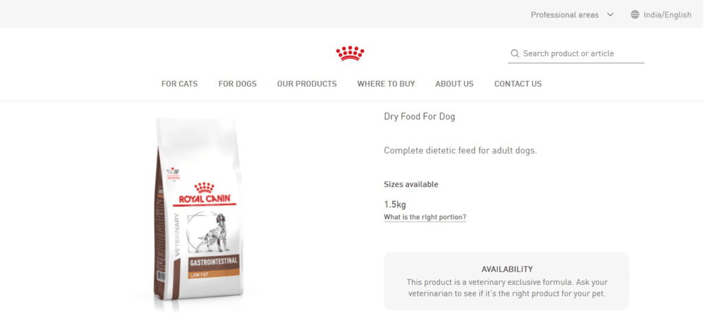 Royal Canin Veterinary Diet Gastrointestinal Low Fat Dog Food