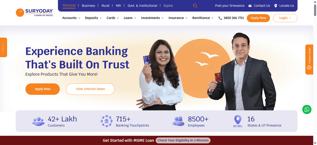 Suryoday Small Finance Bank offers multiple savings accounts
