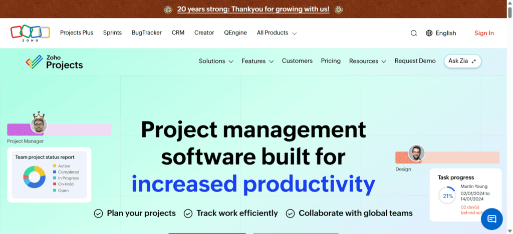 Zoho Projects is a cloud-based project management