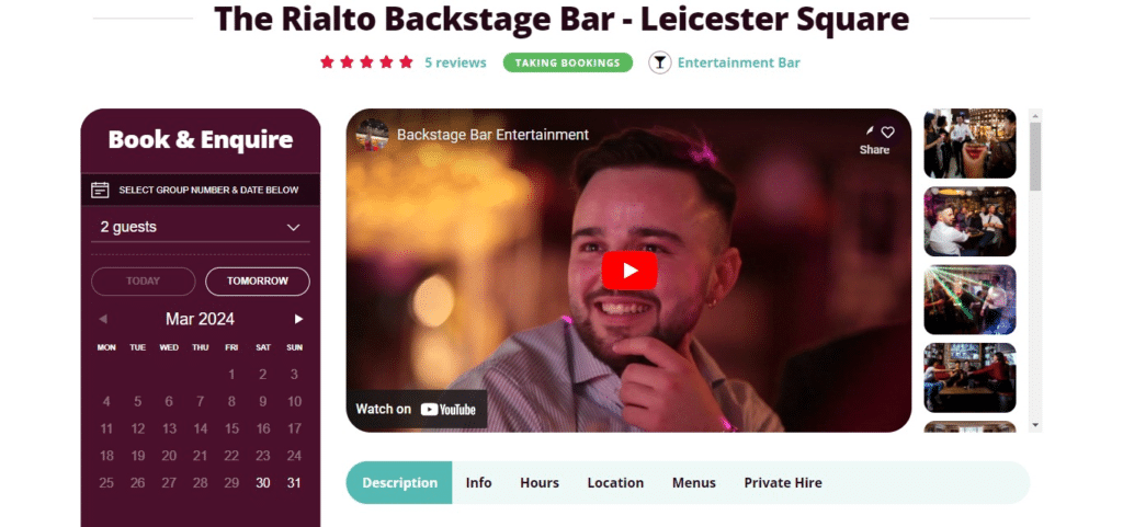 The Rialto Backstage Bar - Leicester Square