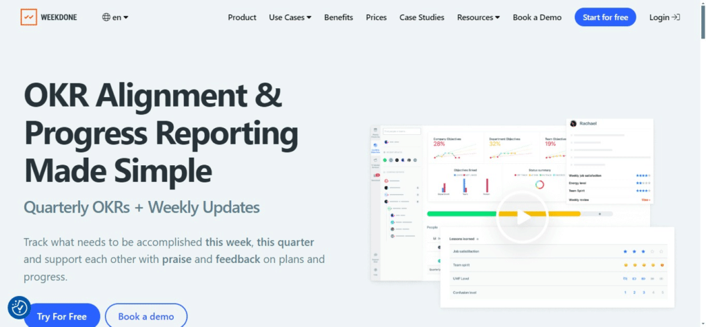 Weekdone (Top OKR Software for Startups) 