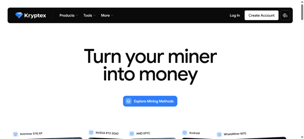 Kryptex enables the mining of cryptocurrencies