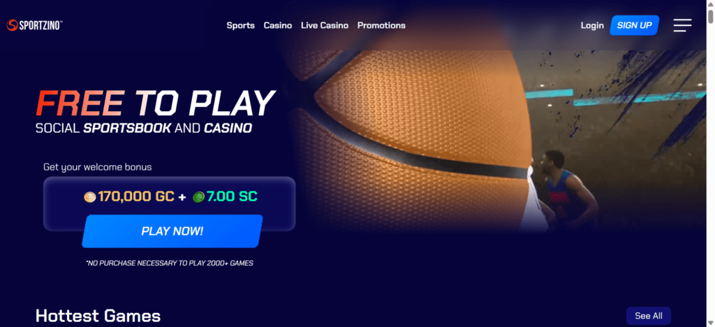 Sportzino is a social sportsbook and sweepstakes