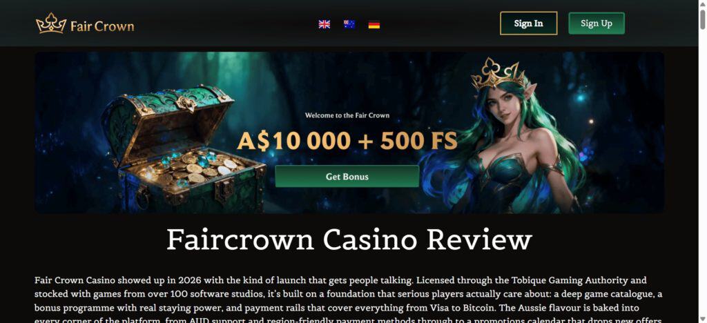 FairCrown Casino provides online access to slots