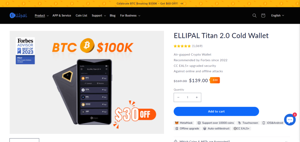 Ellipal Titan Best Air Gapped Crypto Wallets