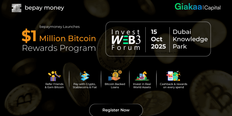 Bepay money to Launch $1 Million Bitcoin Rewards Program at Invest Web3 Forum Dubai 2025