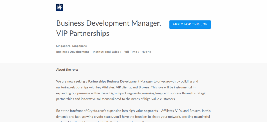 Business Development Manager – VIP Partnerships