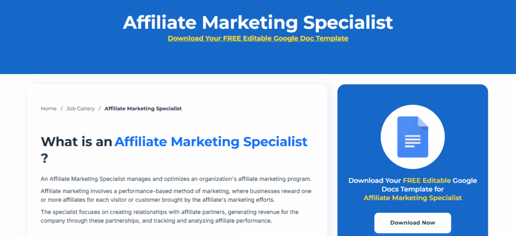 Affiliate Marketing Specialist