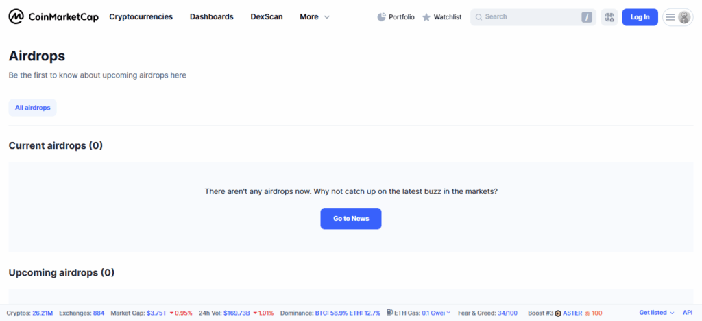 CoinMarketCap Airdrops